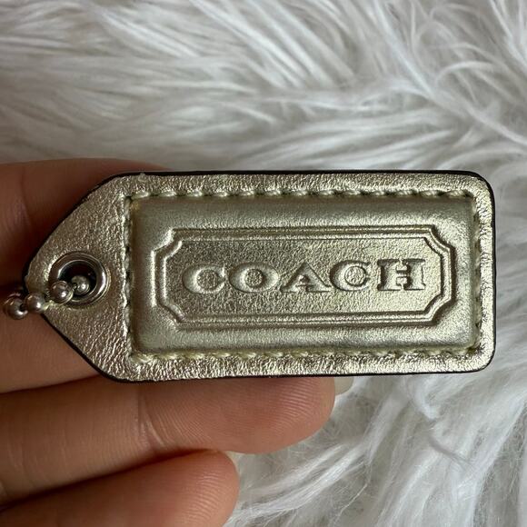 1.5" y2k COACH Vintage Gold Fob Bag Charm Hang tag Hangtag - Picture 1 of 2